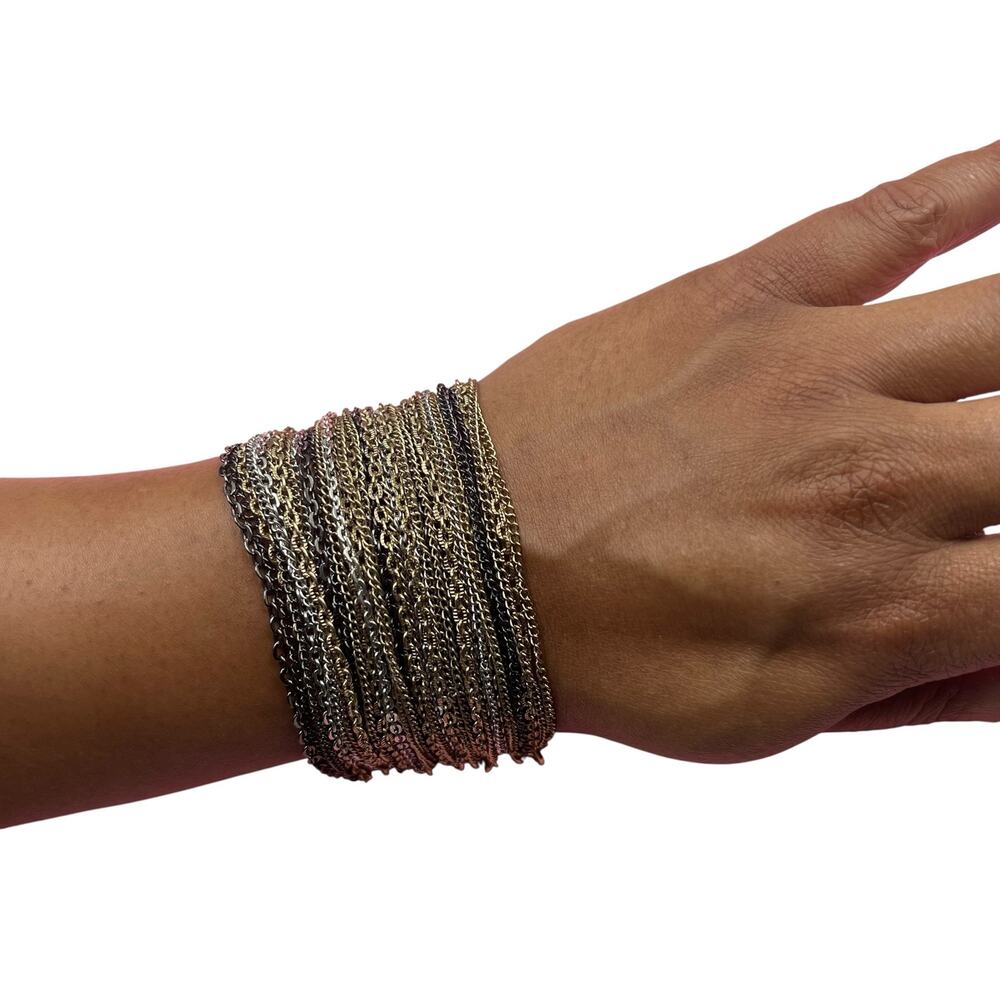 Banana Republic Layered Gold Silver Multi Mixed Chain Toggle Bracelet
